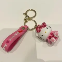 サンリオ キティ ピンクヒョウ柄 立体 ラバーキーホルダー 大阪限定