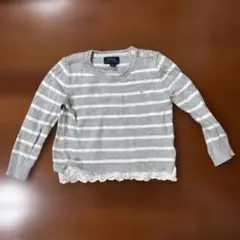 POLO RALPH LAUREN グレー ストライプ ニット4T