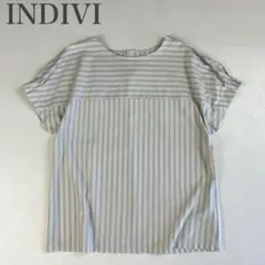 インディヴィ 美品 接触冷感 ハイゲージ タックスリーブ ストライプ ワイドのサムネイル