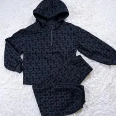 【キッズ130㎝8A⭐️極美品】エンポリオアルマーニ　スウェット上下セット　黒総柄