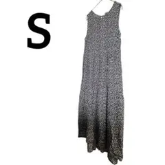 小花柄 ロングワンピース クルーネック ノースリーブ フレア S ワンピース 夏