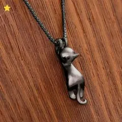 黒猫デザインネックレス　カジュアル　エレガンド　個性的　可愛い　ぶら下がり猫