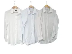 長袖シャツ 3枚セット ホワイト・ブルー・ストライプ