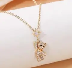 サージカルステンレス ベアー ネックレス ゴールド 人気czダイヤゴージャス熊