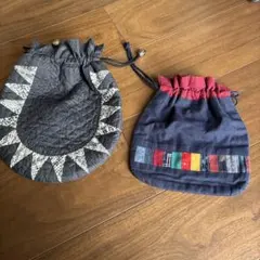 久留米かすり　未使用　和柄　キルト　パッチ　ポーチ　2点セット