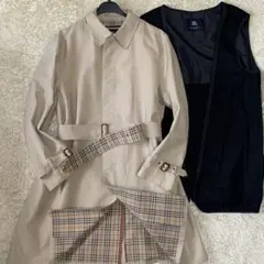 バーバリーロンドン ステンカラーコート LL 比翼 ライナー付 ベージュ