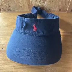 ラルフローレン　サンバイザー　ネイビー　ポニー刺繍　赤のサムネイル