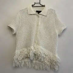 ZARA ホワイト フリンジ カーディガン M