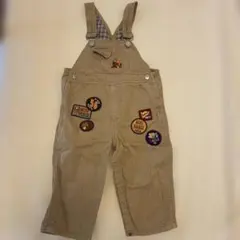 パッチ付きベージュオーバーオール　mikihouse