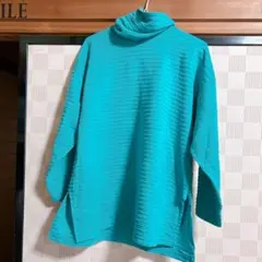NEW YORK タートルネック長袖ニット ターコイズ Mサイズ