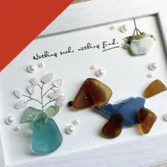 シーグラスアート✧˖°♡機関車に乗って♡✧˖° 犬鳥機関車