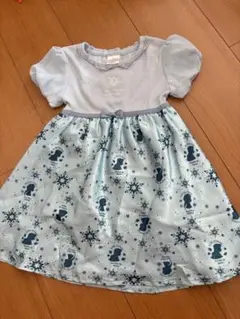 水色 雪の結晶 ワンピース 半袖　アナと雪の女エルサ　水色　ディズニープリンセス
