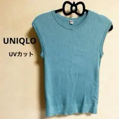 ユニクロ UVカットフレンチスリーブセーター/リブフレンチスリーブカットソー M