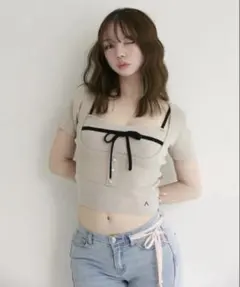 andmary Luca stitch tops ベージュ アンドマリートップス - メルカリ