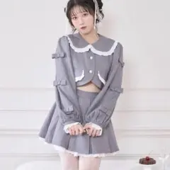 Honey Cinnamon 袖リボンコットンレースジャケットセットアップ