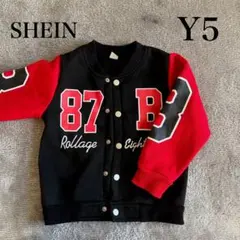 SHEIN ボタン付きジャケット Y5 黒/赤　110cm