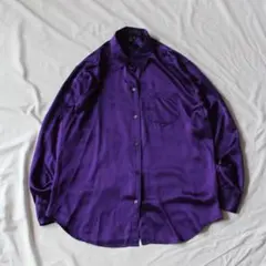 上質 90s Ralph Lauren シルクサテンシャツ LAUREN ラルフのサムネイル