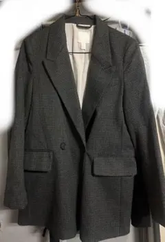 H&M グレー チェック柄 テーラードジャケット XS