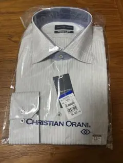CHRISTIAN ORANI 長袖シャツ Lサイズ ホワイトストライプ