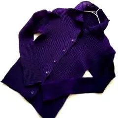 美品 ISSEY MIYAKE PLEATS (T.)レディース長袖前ボタン紫Mのサムネイル