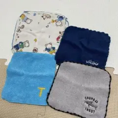 タオルハンカチ4枚セット　ファミリア　イニシャル