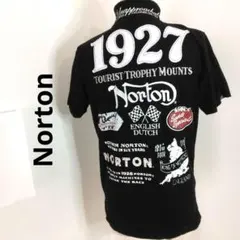 ​【Norton】ノートン 刺繍 バックロゴ ポロシャツ 黒 L ライダースのサムネイル