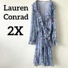 Lauren Conrad【2X】フラワープリント ラップドレス ワンピース
