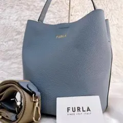 ✨希少 現行ロゴ 美品✨ フルラ ダナエ ブルー レザー 2way