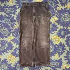 Carhartt ダブルニー USA製 鬼フェード ワーク ブラウン ダック