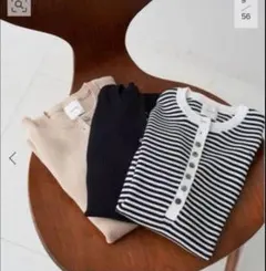 Spick and Span ヘンリーネック リブニット