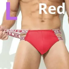 L レッド　セクシー メンズ ロゴ ダブル ビキニ Tバック パンツ モテ