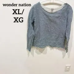 海外古着✨️wonder nation 【XL/XG】長袖Tシャツボーダー 緑と白