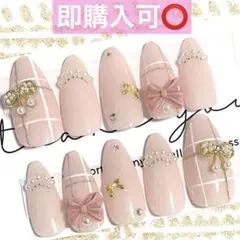 ネイルチップ現品オーダー量産型フレンチガーリー韓国ワンホンチェック白ピンクスナ系