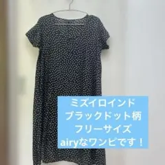 【軽くて涼しく旅行に最適】mizuiro-ind 黒ドット柄 半袖ワンピースのサムネイル