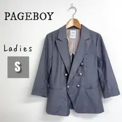【美品】PAGEBOY ダブル テーラードジャケット 7分袖 グレー Sのサムネイル