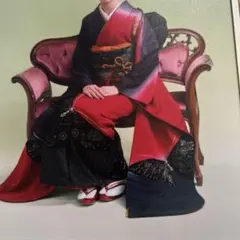 振袖フルセット 正絹 きものやまと 金彩 赤黒の蝶の金の刺繍のサムネイル