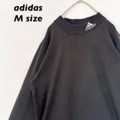 アディダス　長袖Tシャツ　モックネック　スポーツロゴ　ワンポイントロゴ　Mサイズ