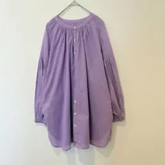 アーバンリサーチ ギャザー ブラウス パープル 紫　フリー コットン 長袖