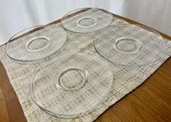 【訳アリお値下げ品】強化ガラス製小皿＊カプリスソーサー＊新品4枚セットのサムネイル