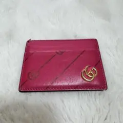 GUCCI グッチ GG マーモント ストライプ カードケース ピンク