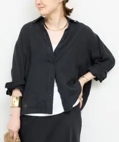 極美品 ドゥーズィエムクラス リネン 麻 100％ シャツ ブラウン 半袖