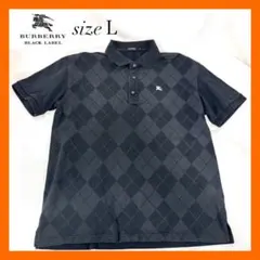 希少BURBERRY BLACK LABELアーガイル柄ポロシャツブラックＬのサムネイル