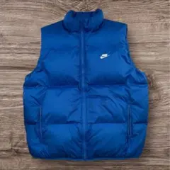 NIKE ダウンベスト 青 XL ロゴ刺繍 防寒