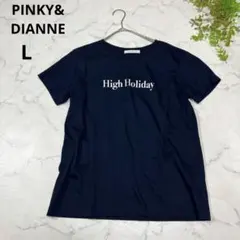 美品✨ピンキーアンドダイン◆プリントロゴ半袖Tシャツ (38)ネイビー　トップスのサムネイル