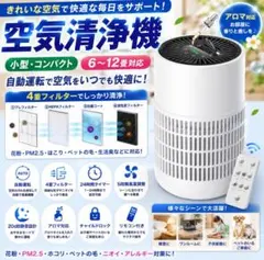 空気清浄機 小型 6~12畳対応 自動運転 4重フィルター 5段階風量 静音設計のサムネイル