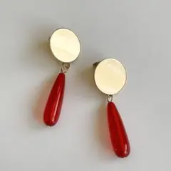 【B級品】赤色ロングドロップのピアス アクセサリー【送料込み】
