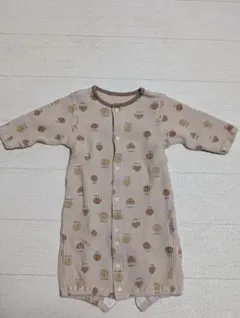 男女兼用ベビー綿100% ドット柄ロンパース 50-70cm