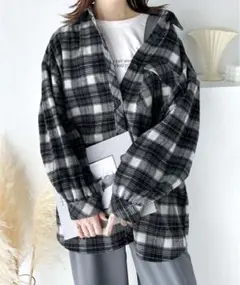 CLASSICAL ELF 黒白チェックネルシャツ　オーバーサイズ