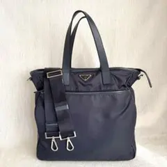 【極美品！】PRADA プラダ バッグ ビジネス トート 2WAY ネイビー