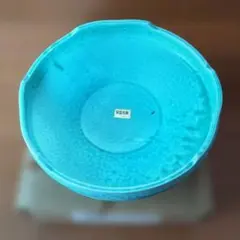 【高級万古焼】名作花器 彩 トルコブルー 水盤 華道 生け花 箱付　未使用のサムネイル